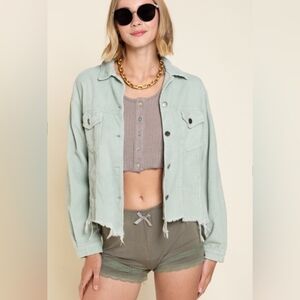 POL Light Green Denim Jacket